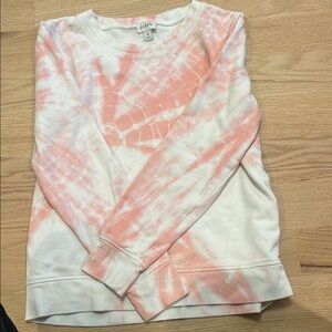 J. Crew Coral and White Tie-Dye Sweatshirt